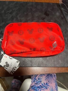 lululemon athletica Red Cosmetic Pouch with Dark Red Logo Print